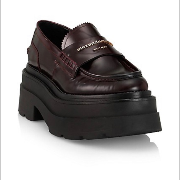 NIB Alexander Wang Carter Leather Platform Loafers, color Oxblood, 40 (10) - Picture 3 of 10